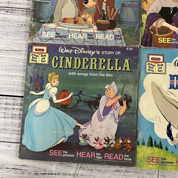 Lot of 4 Vintage Disney Read A Long Books Dumbo Cinderella Sleeping Beauty Tramp - Picture 5 of 12